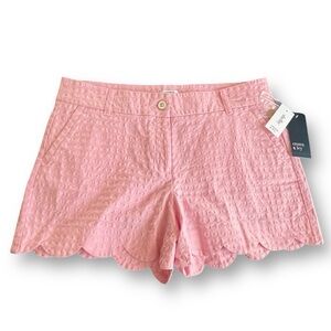 Crown & Ivy Pink Scalloped Textured Cotton Shorts Women's Size 10 NWT